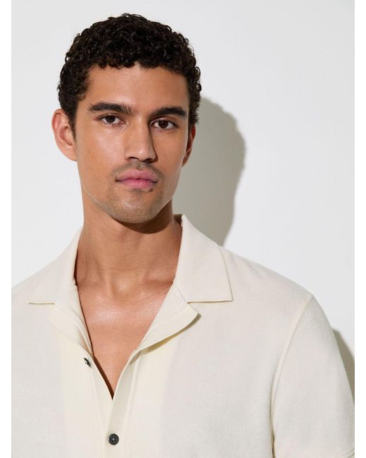 Reiss White Eden Towelling Short-Sleeve Shirt for men