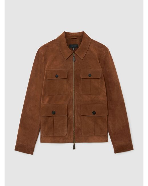 Reiss Multicolor Suede Four-Pocket Zip-Through Jacket for men