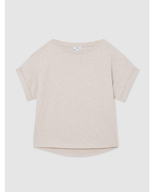 Reiss White Cotton Wide-Neck Relaxed-Fit T-Shirt