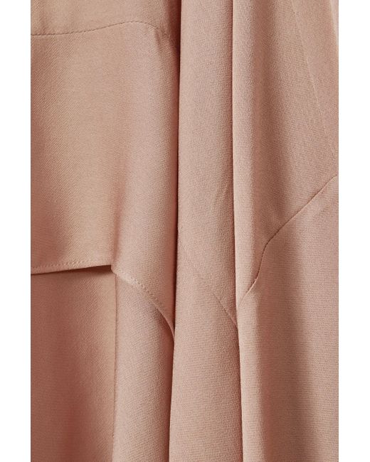 Reiss Natural Maisie - Nude Side Pleat Asymmetric Midi Skirt