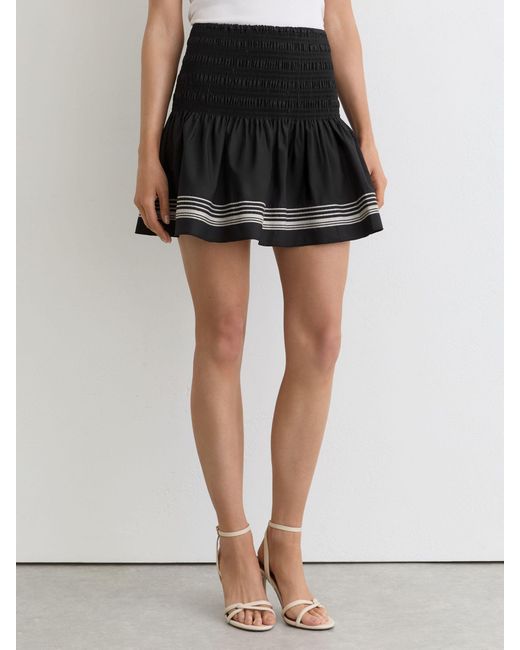 Reiss Black Cotton Stripe-Detail Mini Skirt