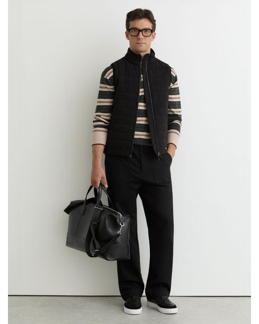 Reiss Black Funnel-Neck Quilted Gilet for men
