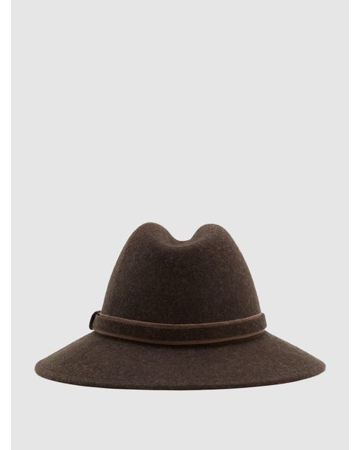 Reiss Black Wool-Felt Fedora Hat, S & M
