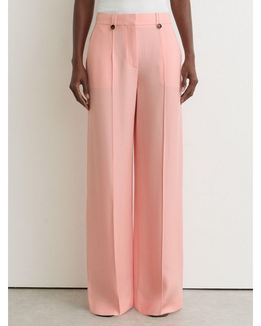 Reiss Pink Petite Wide-Leg Suit Trousers