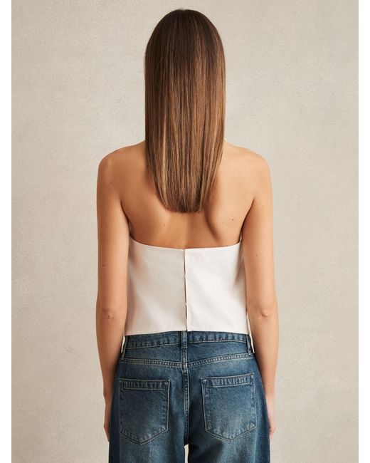 Reiss White Cotton Belt-Halterneck Top