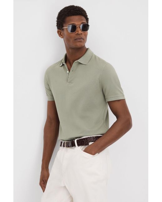 Reiss Multicolor Puro - Dark Sage Garment Dyed Cotton Polo Shirt for men