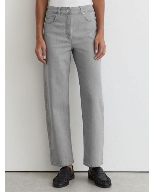 Reiss Gray Selin Mid-Rise Straight-Leg Jeans