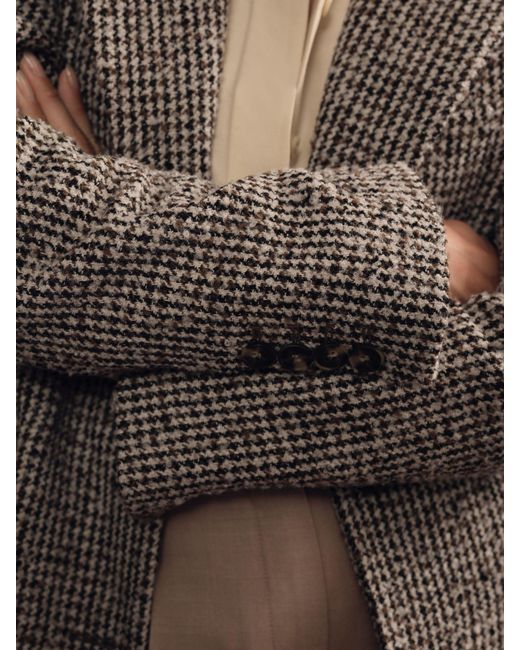 Reiss Brown Kai Coat Houndstooth Check