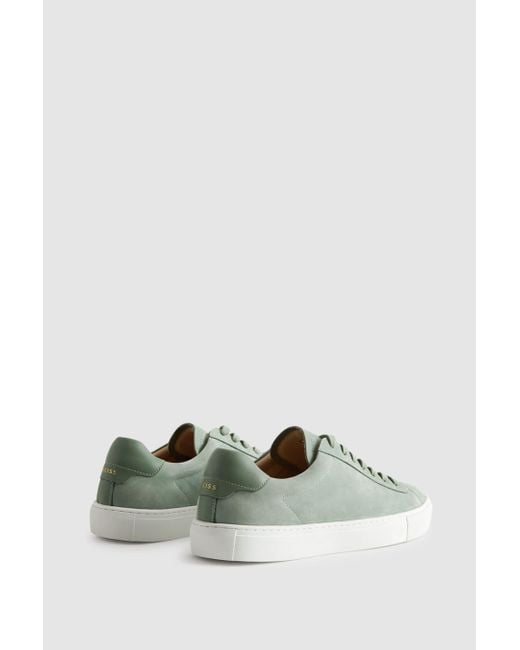 Reiss Green Nubuck - Sage Finley Nubuck Suede Lace-up Trainers, Uk 11 Eu 45 for men
