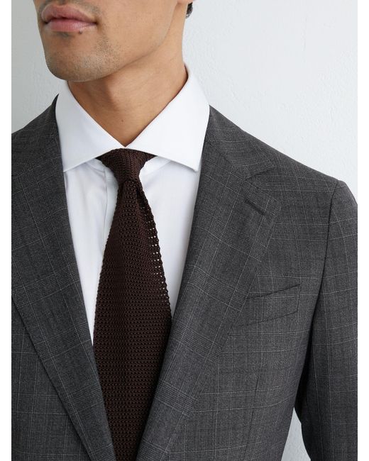 Reiss Gray Tailored Fit Wool-Blend Single-Breasted Check Blazer for men