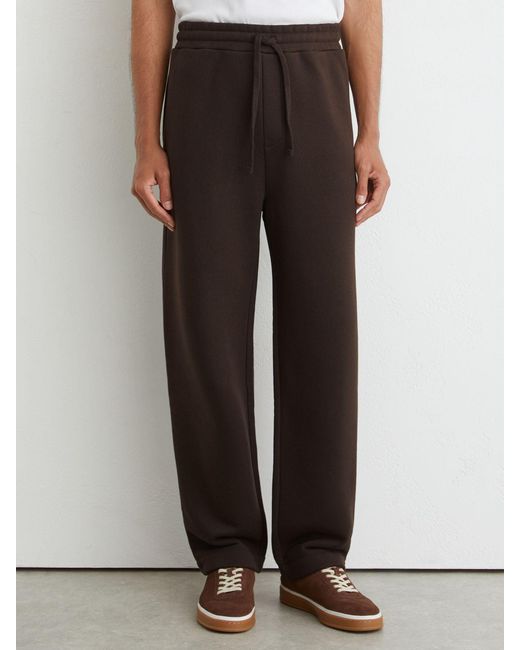 Reiss Black Cotton Heavyweight Straight-Leg Joggers for men