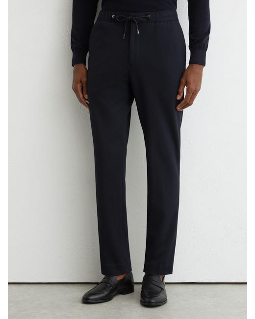 Reiss Natural Tailored-Fit Stretch-Piqué Drawstring Trousers for men