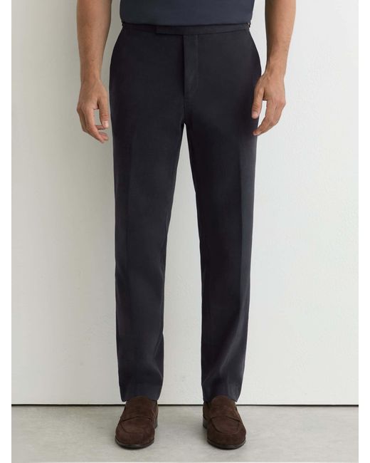 Reiss Blue Brushed Twill Tailored-Fit Trousers for men