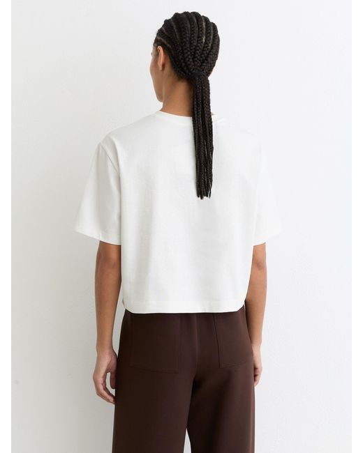 Reiss White Cotton Twist-Detail Boxy T-Shirt