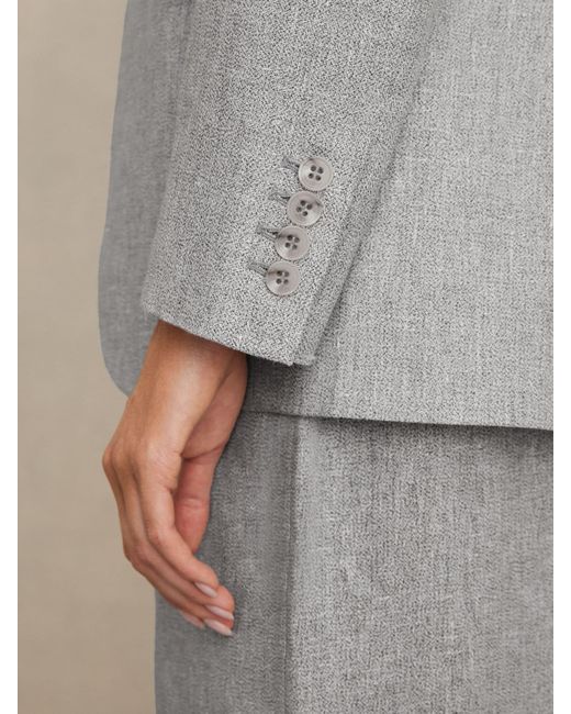 Reiss Gray Willow - Blue Petite Linen-blend Single-breasted Blazer, Us 2