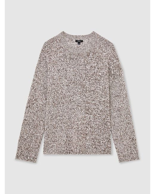 Reiss White Camel Cotton-Blend Marled Relaxed Jumper for men