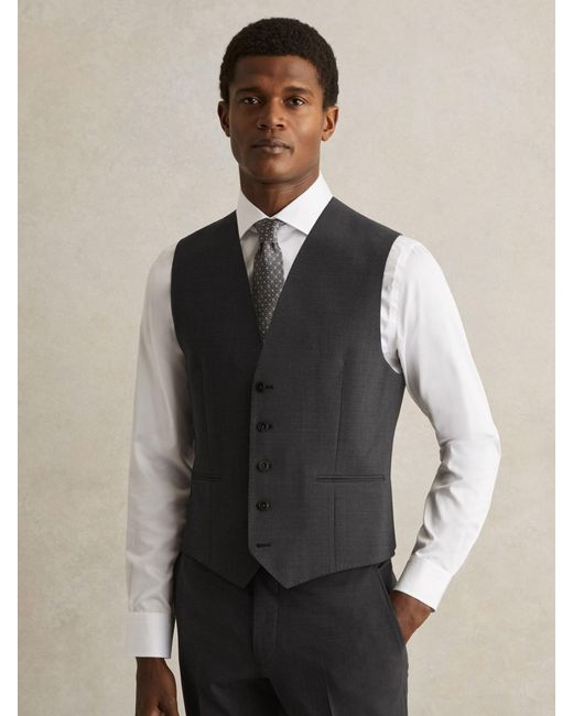 Reiss Black Promise - Grey Wool-blend Slim-fit Waistcoat, 40 R for men
