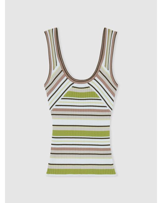Reiss Natural Striped Rib-Knit Vest