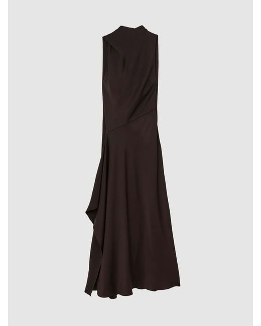 Reiss Multicolor Satin Cape-Detail Maxi Dress