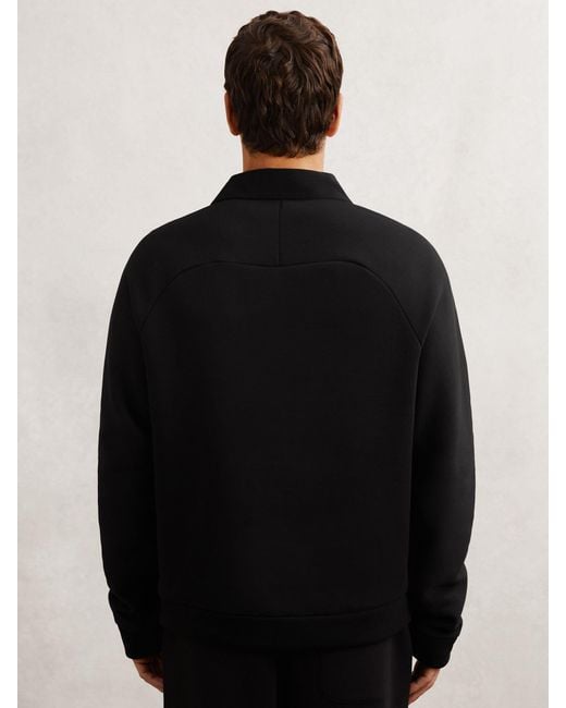 Reiss Costello - Black Cotton-blend Fleece-back Polo Shirt, M for men