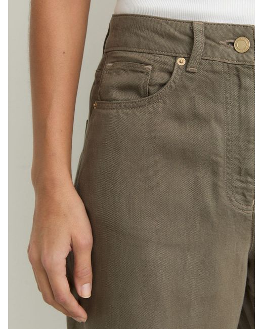 Reiss Multicolor Carmen - Khaki Green Lyocell-linen Wide-leg Trousers, Us 10 L