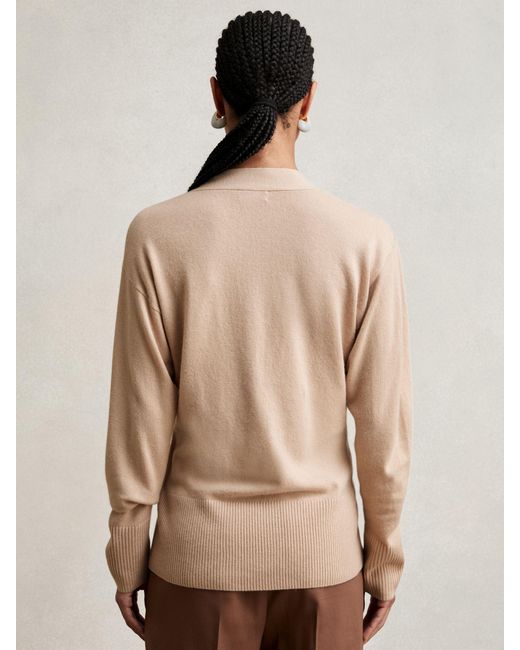 Reiss Natural Wool-Blend Fitted Cardigan With Cashmere