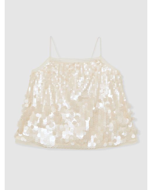 Reiss White Sequin Cami Top