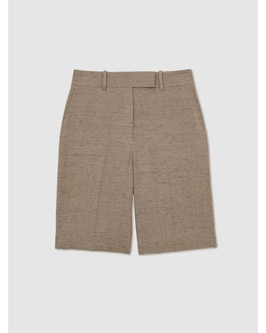 Reiss Natural Atelier Side-Zip Tailored Shorts With Linen