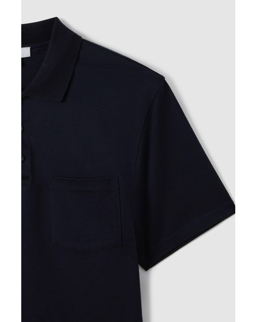 Reiss Blue Austin - Navy Mercerised Cotton Polo Shirt for men