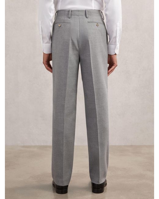 Reiss Gray Tailored-Fit Pleated Suit Trousers for men