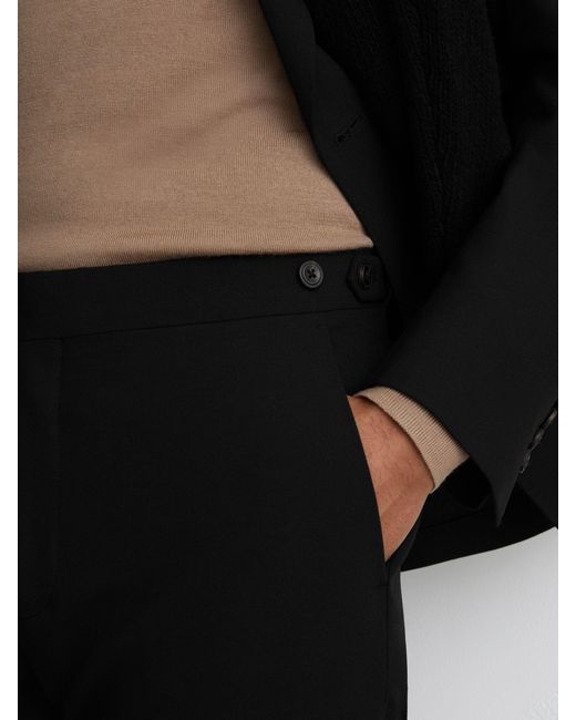 Reiss Belmont - Black Tailored-fit Textured Suit Trousers With Wool, 34w X 31l for men