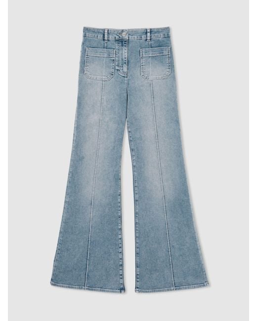 Reiss Sakura - Light Blue Patch-pocket Flared Jeans, 36 R