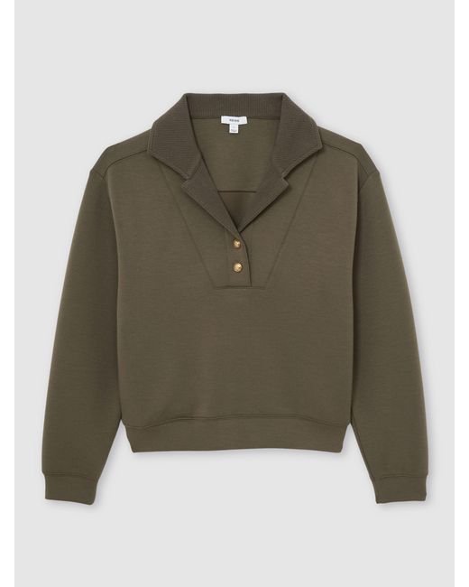 Reiss Green Premium Interlock Collar Sweatshirt