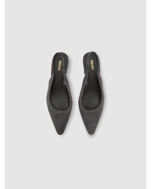 Reiss Gray Leather Slingback Court Shoes