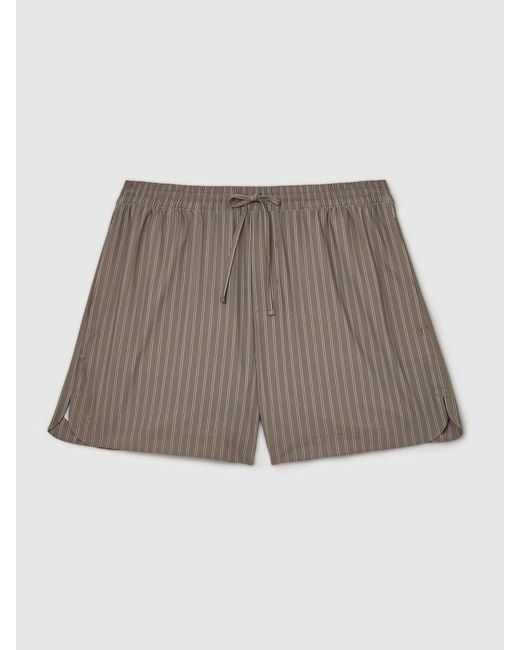 Reiss Brown Stripe Drawstring Shorts for men