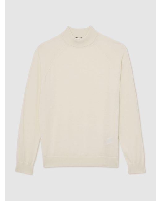 Reiss White Merino Wool Mock-Neck Jumper for men