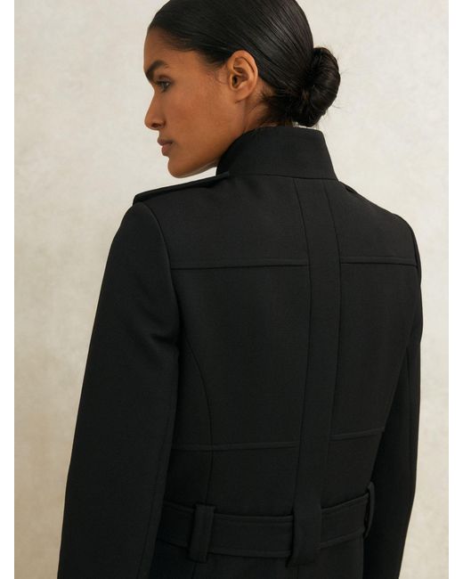 Reiss Black Atelier Wool Belted Long Coat