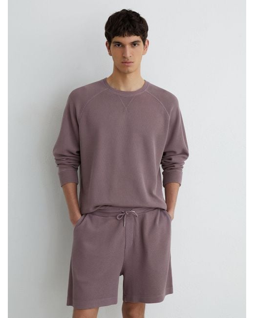 Reiss Purple Cotton-Piqué Garment-Dyed Sweatshirt for men