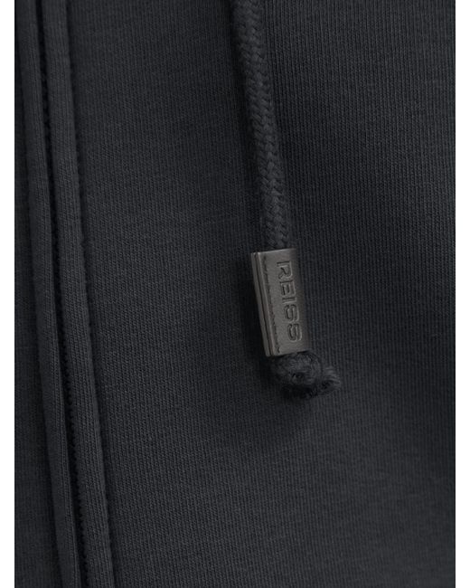 Reiss Blue Cotton-Blend Zip-Through Hoodie for men