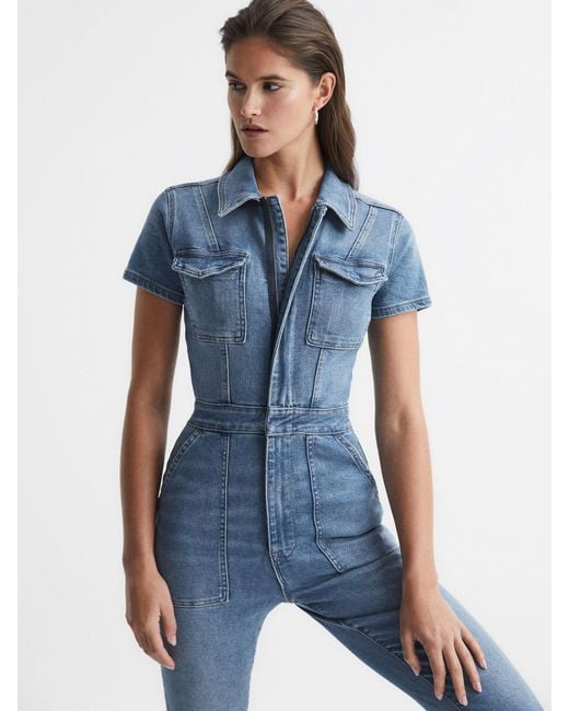 GOOD AMERICAN Mid Blue Denim Jumpsuit