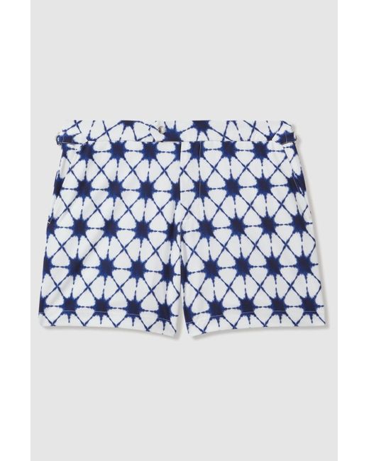 Reiss California - White/blue Printed Swim Shorts for men