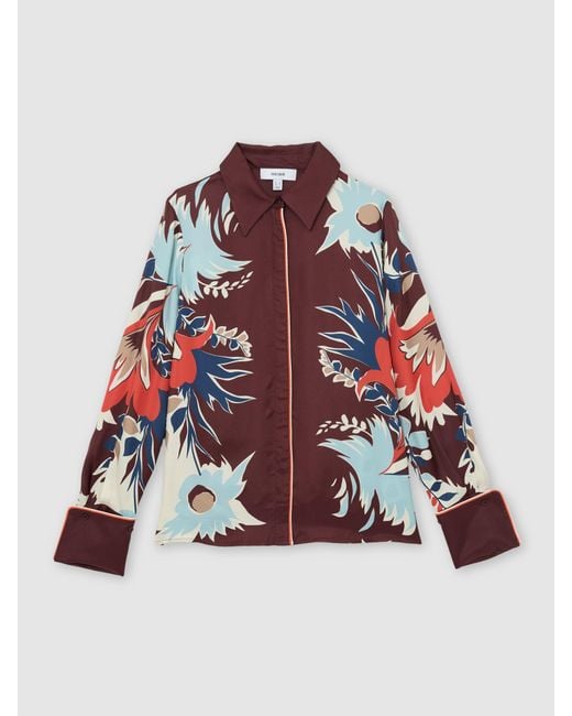 Reiss Red Printed Button-Through Shirt