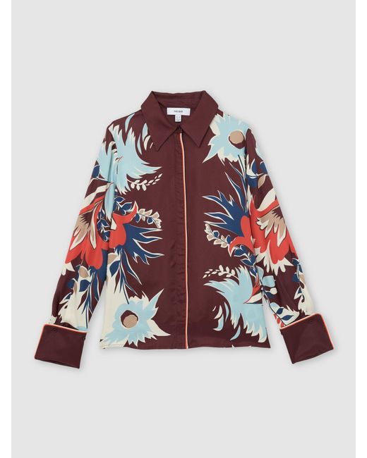 Reiss Red Printed Button-Through Shirt