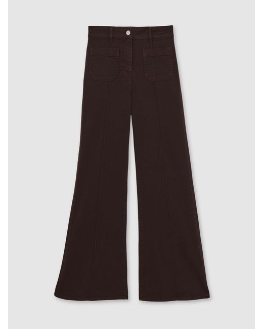 Reiss White Sakura - Burgundy Patch-pocket Flared Jeans, Us 24 R