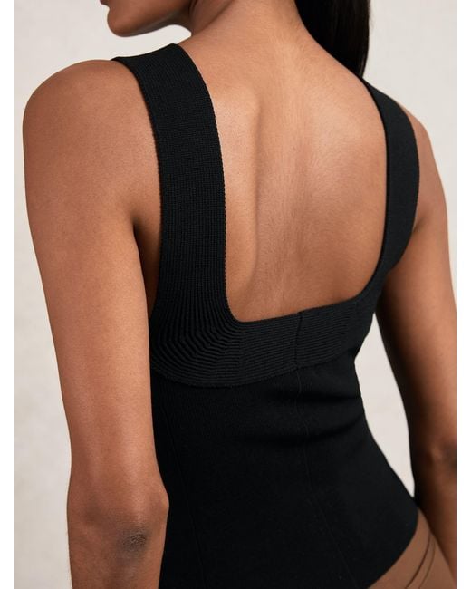 Reiss Black Low-Back Rib-Knit Vest