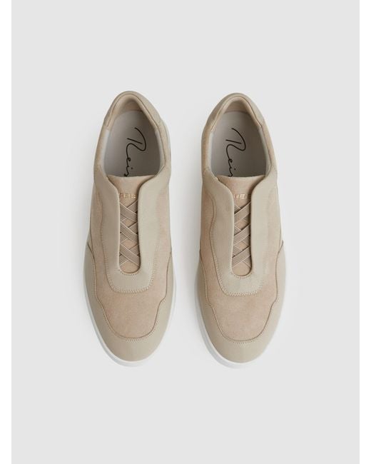 Reiss Natural Leather Elasticated-Lace Trainers for men
