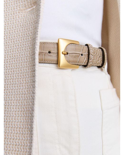 Reiss Multicolor Belinda - Stone Croc-effect Leather Square-buckle Belt, Xs (us 2)