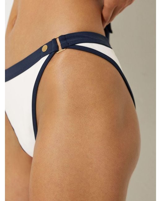 Reiss Blue Contrast Fixed-Side Bikini Bottoms