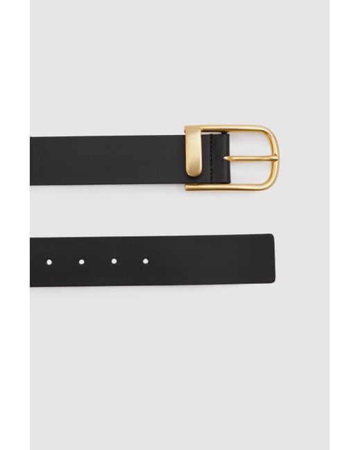 Reiss Iyla - Black Leather Half Keeper Belt, S