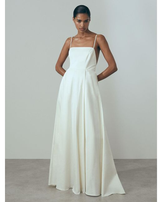 ATELIER Gray Ivory Daphne Open Back Bridal Maxi Dress